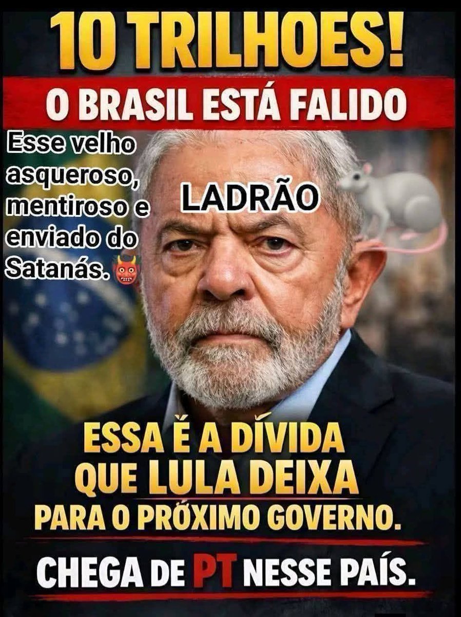 FtimaPesso2719's tweet photo. DEZ TRILHÕES de rombo - O BRASIL FALIDO!
Onde está o dinheiro dessa nação chamada Brasil? https://t.co/2m8uvCmS2R