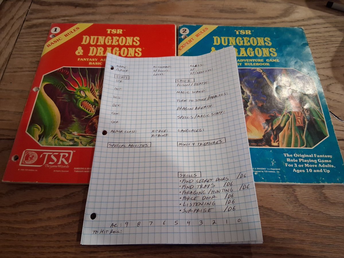 Samwise7RPG's tweet photo. I find myself making very simple character sheets on graph paper for my B/X D&amp;D campaign. I bet the players doodle allllll over them. :) https://t.co/zoYCG6KWht