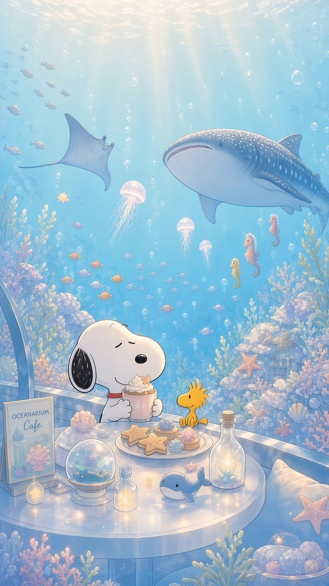 SnoopyWallpaper's tweet photo. Snoopy’s Magical Oceanarium Café https://t.co/RA34gCXetj