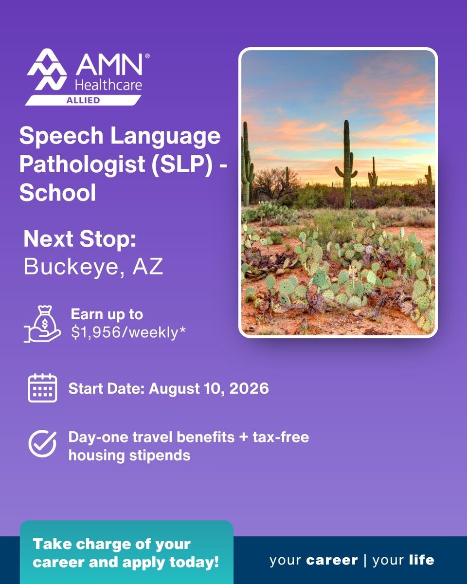 ElenaAMNRec's tweet photo. #BuckeyeAZSLP Let's connect elena.squires@amnhealthcare.com https://t.co/hjhvDy6mE2