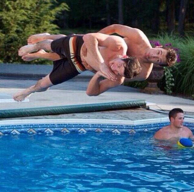 lesblurry's tweet photo. what’s up with homoerotic friends in a band engaging in weird activities around pools https://t.co/Q2XEBcxGUl