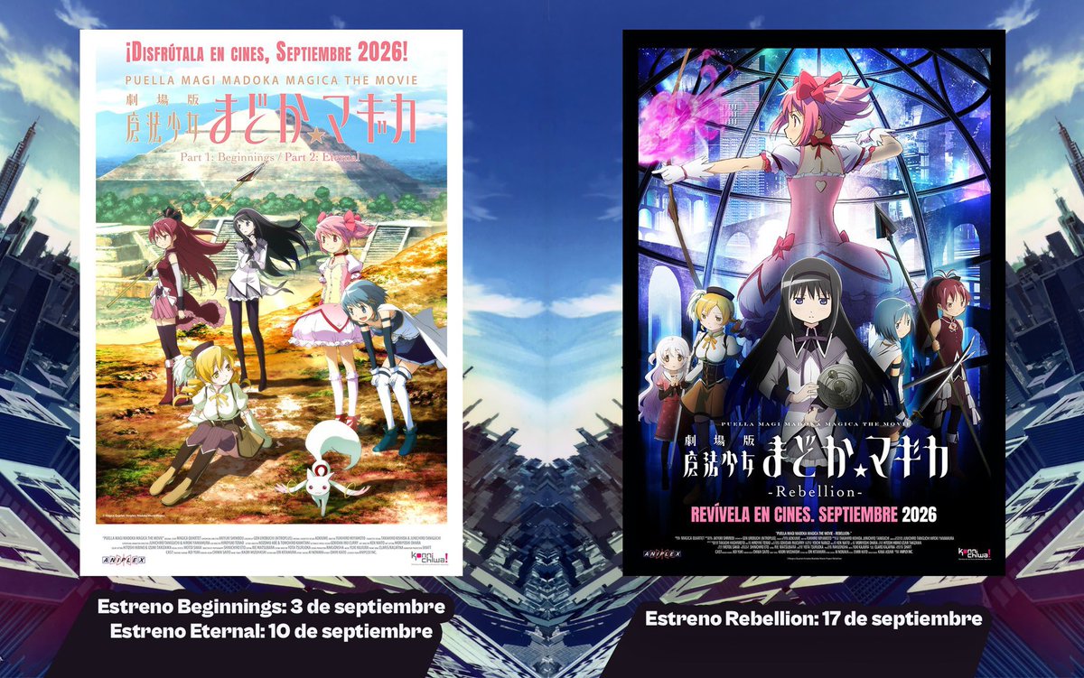 CinemarkChile's tweet photo. SEÑORAS Y SEÑORES: CON FIR MA DO ☑️

Puella Magi Madoka Magica llega al cineeeeee 😍

Así que nos vemos desde el 3 de septiembre ✨ https://t.co/prgjaGkygA