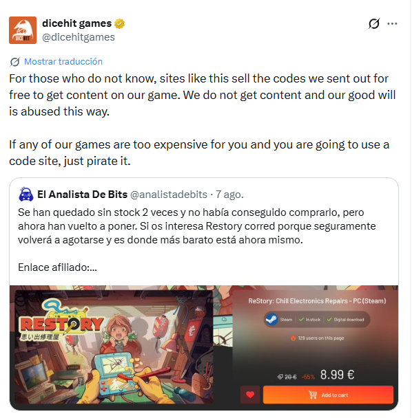 tanukkin_'s tweet photo. @analistadebits Te crujió tanto la tripa con el afiliado que hasta los devs tuvieron que salir al paso. https://t.co/HHGvVQ4QsM