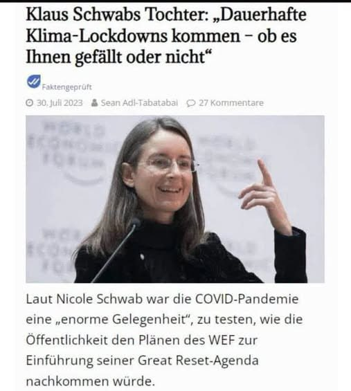 Hamburg_klein's tweet photo. Die GloZi (GlobalSOZIALISTEN) -Tochter von WEF-Klaus #Schwab macht Schlagzeilen mit kommunistischen Aussagen und dem, was wir während der #PLandemie geahnt hatten, nämlich, dass es ein Testlauf sei für „#Covid19 and the #GreatReset“, wie das Buch von Schwab von 2020 hieß…: https://t.co/d3bR9nKANc