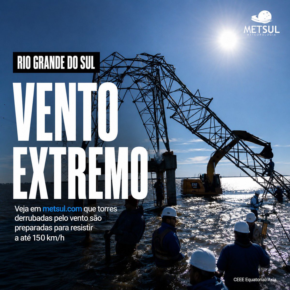 metsul's tweet photo. TEMPO | Torres de linhas de transmissão derrubadas pelo vento na Lagoa Mirim durante a onda de tempestades são projetadas para resistir a rajadas de até 150 km/h. ▶️ https://t.co/4eDHRzRAyc https://t.co/p7tO2NE77O
