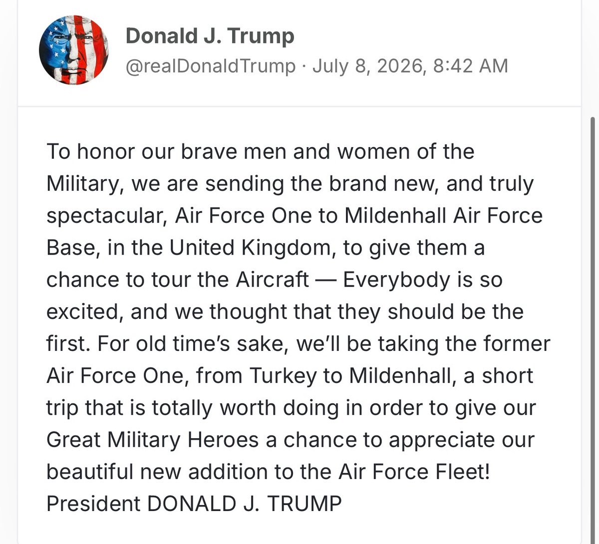 MeidasTouch's tweet photo. This was the story Trump gave on Truth Social that day https://t.co/I2tFMf9kLj