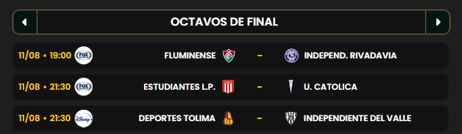 tribugoles's tweet photo. ⚽🔥 ¡ARRANCAN LOS OCTAVOS DE LA LIBERTADORES! 🏆🌎
Tres partidazos para abrir la jornada. ¿Quién dará el primer paso? 👀🔥

📊 Estadísticas • 🧠 Trivia • 📅 Agenda 
👉 https://t.co/eCDylwyXjK

#Libertadores #Fluminense #Independiente #Estudiantes #UCatolica #Tolima  #Futbol https://t.co/T3n0A2a6Wy