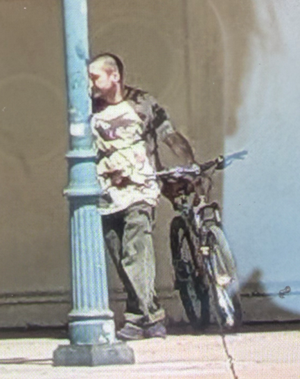 NovatoPolice's tweet photo. 🚨 COMMUNITY ASSISTANCE NEEDED: Help NPD identify assault investigation suspect🚨  

The Novato Police Department is seeking the community's assistance in identifying a suspect involved in a serious assault that occurred today, 8/10, just before 12:00PM near the intersection of Grant Ave and First St. Witnesses reported that the suspect battered an adult male victim, causing serious injuries. The victim was transported to a hospital for medical treatment.  

Suspect Description (See attached photo) 
👥Demographics: Male, late 30s, approx. 5’6” tall, 175 lbs. 
👖Clothing: Beige and brown camouflage-style t-shirt, dark denim pants, and black shoes. 
🚲Transportation: Riding an orange mountain bike. ➡️Direction of Travel: Last seen riding westbound on Grant Ave toward Second St.   

How You Can Help 
📞 If you see this individual: Please do not approach. Contact Novato PD Dispatch immediately at 415-897-1122.  
💻 If you have information or video footage: Send an email to police@novato.gov 
💬Anonymous Tipping: Text 'TIP NOVATO' followed by your message to 888-777   

We appreciate the community's assistance in sharing this information. Case Number: NP26-2116