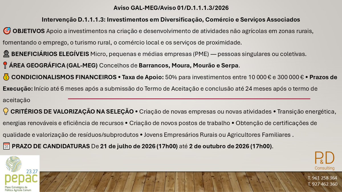lda_pd's tweet photo. #PDConsulting #agricultura #gestaodeempresas #consulting #programasdefinanciamento #apoioscomunitários #baixoalentejo #beja #empresasmaiscompetitivas #inovação #turismodeportugal #PDR2020 #PRR #fundoambiental #startups #InovaçãoSocial #IEFP #Portugal2030 #Alentejo2030 #PEPAC #PR# https://t.co/0SZXJwr5QW