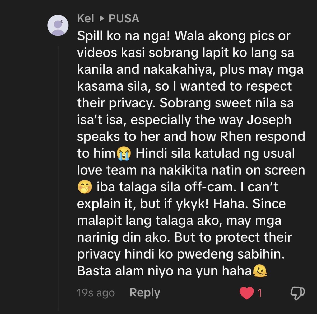 imnotlqrs's tweet photo. ANONG GAGAWIN KO SA IMPORMASYON NA ITO?? WALA NA LALO AKO GAGANAHAN MAGTRABAHO NITO. WAAAHHHH AND I LOVE THEY WAY NA BINIGYAN NIYA NG PRIVACY ANG DALAWA. I KNOW NAMAN NA SWEET ANG PAG TALK NI JOSEPH KAY RHEN PERO IBA RAW KAPAG OFF CAM WAAAHHHH. SALMAT KEL 😭🩷

#RhenSeph https://t.co/3wuxdR9YCZ