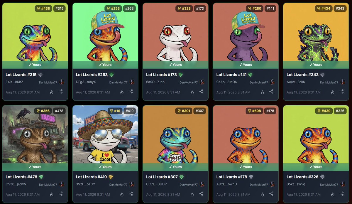 DanMcMan77's tweet photo. These @LotLizardsmeta on @gravemint are so much fun! I'd highly recommend picking up a few while they're still available. They're over 80% minted out in just a couple days! https://t.co/npueQzo913