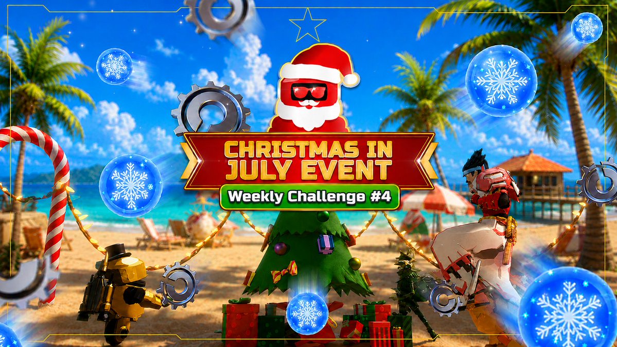 playbigtime's tweet photo. Christmas in July Weekly Challenges: Week #4 

Challenges:
Craft a Malefic Random Ornamentation - Jack O'Lanterns

Reward: 20,000 Points (Limit: 5 times)
Craft a Malefic Random Ornamentation - Decorations
Reward: 20,000 Points (Limit: 5 times)

Open a Boss Chest
Reward: 10,000 Points (Limit: 5 times)

Timeline:
Starting today and ending on August 16th, 2026 at 23:59 GMT.