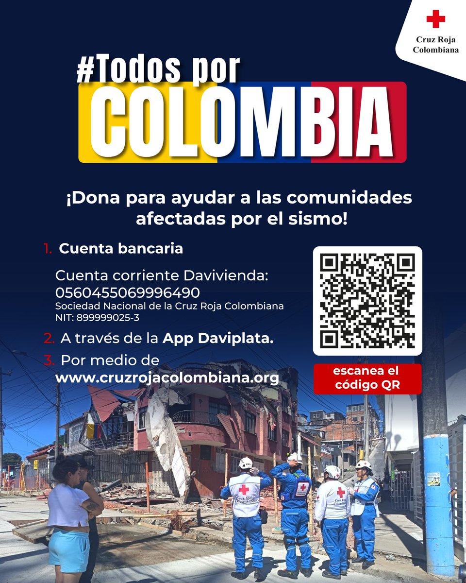 Juezcentral's tweet photo. Todo lo que genere esta cuenta por monetización en X al próximo ciclo de pagos (a pagarse este viernes) será donado a la @cruzrojacol para atender la emergencia por el terremoto en Colombia. 

Toda ayuda sirve. Ayudemos a sumar donaciones y más cuentas que se sumen.

Por favor RT amigos.

#TodosPorColombia