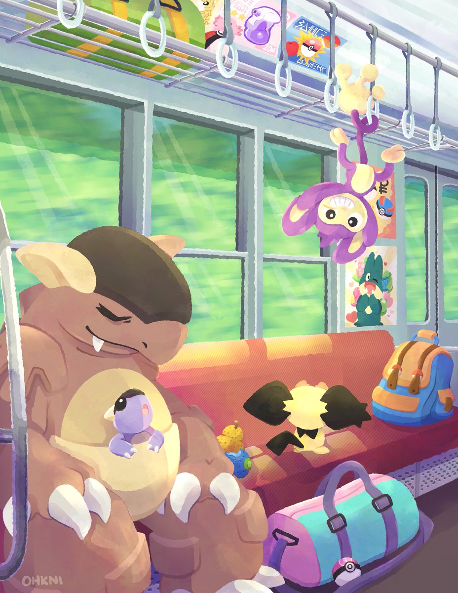 Ohkni's tweet photo. You never know who you’ll meet on the train, every trip is a new adventure! 🚃❤️

Tags: #pokemon #pokémon #pokemonart #cubone #procreate https://t.co/ln9PsRnVjS