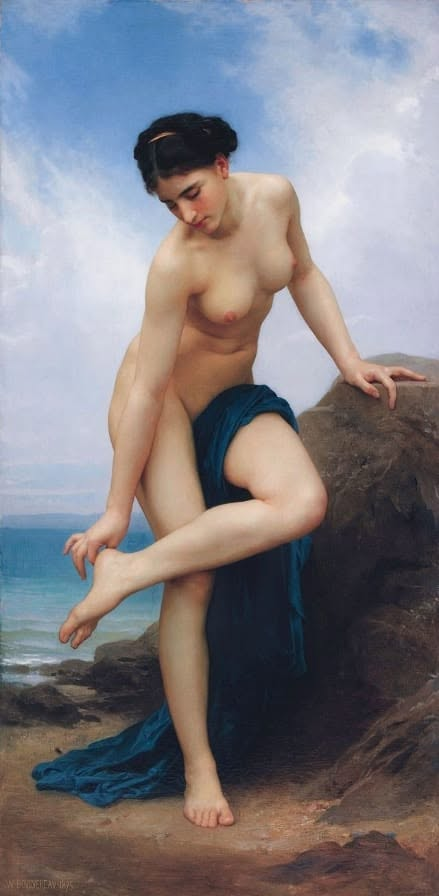 edwereddie's tweet photo. "William-Adolphe Bouguereauwas a French academic painter. In his realistic genre paintings,he used mythological themes,making modern interpretations of classical subjects,w an emphasis on the female human body."After the Bath" (1875)." https://t.co/ey7DQTmRYT