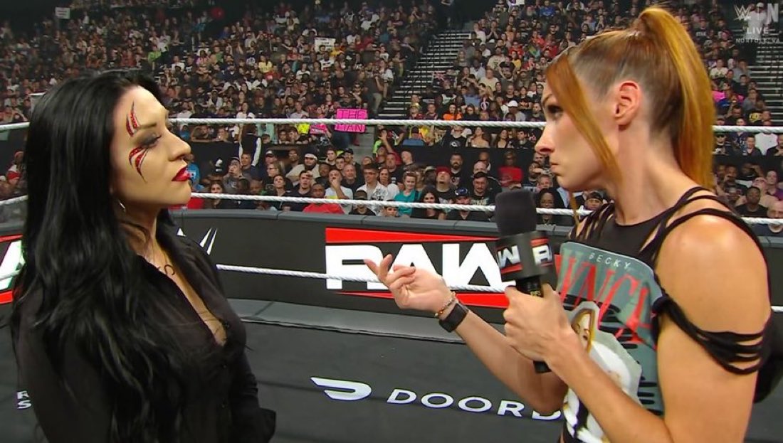 WrestlePurists's tweet photo. Becky Lynch on Liv Morgan:

“She’s taken that title on a fast track time machine back to the mid-2000s, and I have worked too hard and too long to watch that happen.”

#WWERAW https://t.co/mpkakej3MB