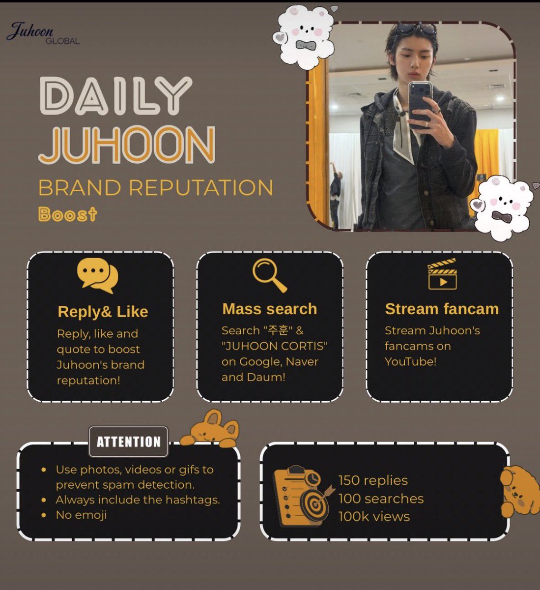 JUHOONGLOBAL's tweet photo. 260811| DAILY BRAND REPUTATION BOOST FOR JUHOON 

🐢350 replies; 150 likes

🔎Search for “Juhoon Vogue Heartthrobs”; “JUHOON” & “JUHOON CORTIS”
🖇️Google: https://t.co/pVb33QIDcJ 

📌 Use these keywords to promote positive GG search results:

CORTIS JUHOON VISUAL
CORTIS JUHOON HAIR STYLES
CORTIS JUHOON FASHION
CORTIS JUHOON DIOR
CORTIS JUHOON VOGUE HEARTHROB
CORTIS JUHOON KID MODEL
CORTIS JUHOON SOCCER
JUHOON READING BOOKS

🔎Search for "주훈" & "코르티스 주훈" 
🖇️Naver: https://t.co/G077O9XyDb 

📌 Use these keywords to promote positive Naver search results:

코르티스 주훈 비주얼
코르티스 주훈 엘리트
코르티스 주훈 아동 모델 
코르티스 주훈 Dior
코르티스 주훈 축구
코르티스 주훈 두부
코르티스 주훈 헤어

🔎Search "JUHOON FANCAM"and start streaming now
🔗 (192/200k) https://t.co/O53G5QWMmf…
🔗 (293/300k) https://t.co/Ah6j1l3BVQ…

1. Always include the hashtags 
2. Like, retweet and reply to posts 
3. No emoji 

Drop your photos, videos, gifs and proofs below ⤵️

#JUHOON #주훈 #ジュフン #金主训
#JUHOONFashioncenter