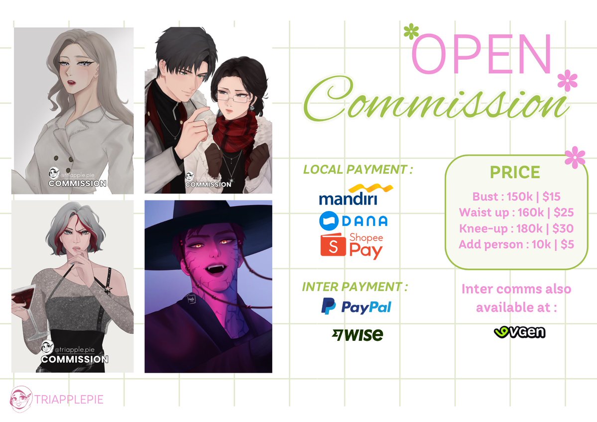 Triapplepie's tweet photo. Hii, I'm opening art commission again. If you're interested, you can please DM me.
#opencommissions #commissionsopen #artcommission #smallartist https://t.co/fiS4Tc7Udj