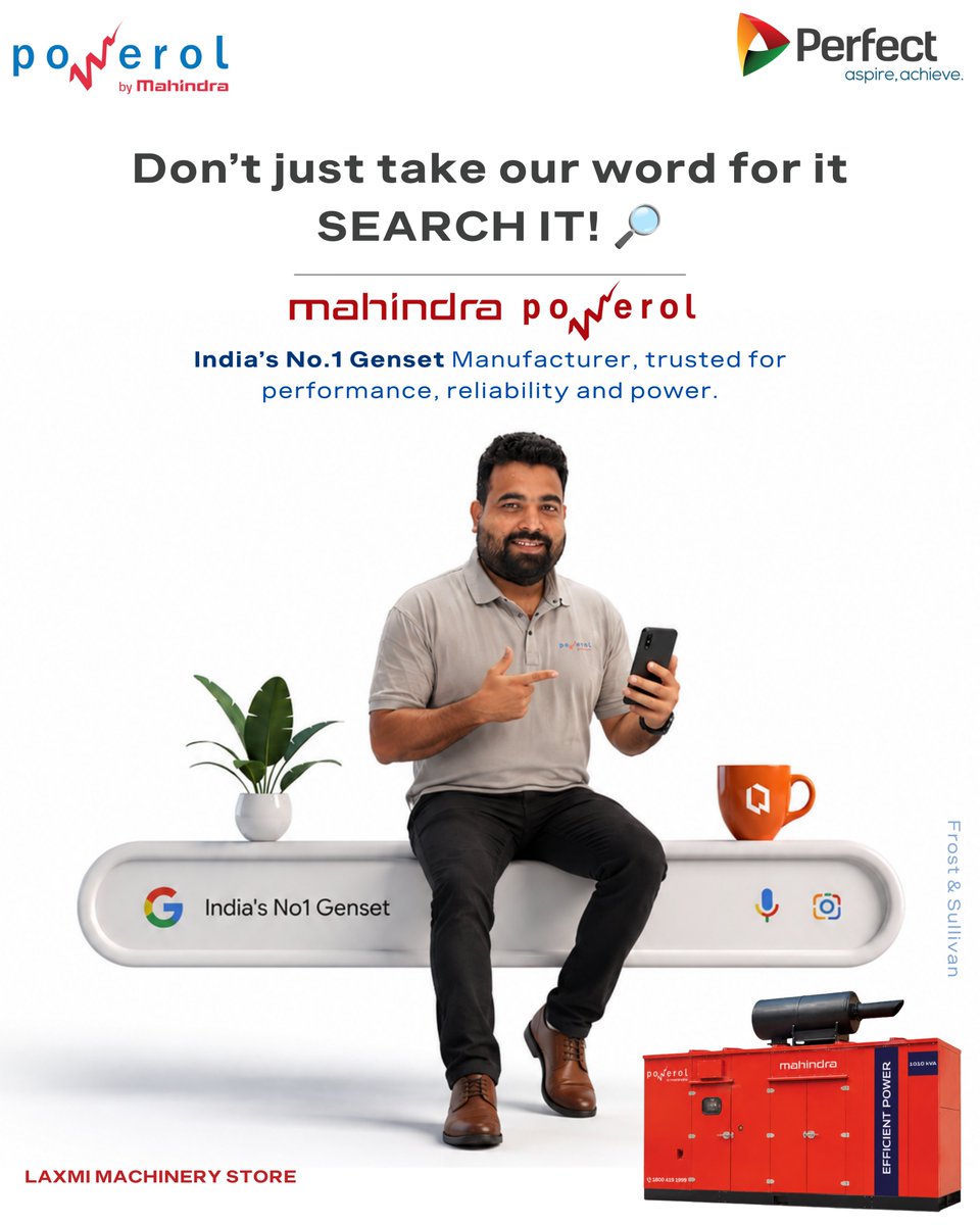 rs198591's tweet photo. 𝗗𝗼𝗻’𝘁 𝗷𝘂𝘀𝘁 𝘁𝗮𝗸𝗲 𝗼𝘂𝗿 𝘄𝗼𝗿𝗱 𝗳𝗼𝗿 𝗶𝘁—𝗦𝗘𝗔𝗥𝗖𝗛 𝗜𝗧! 🔎⚡

When it comes to dependable power, Mahindra Powerol stands tall as India’s No.1 Genset Manufacturer. 🇮🇳 https://t.co/kEXAwBFBJF