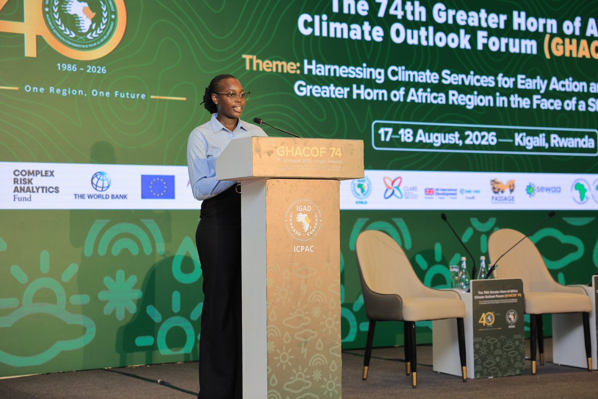 AyebareDenise's tweet photo. Somehow I keep waking up in different countries talking about the same thing: how do we make climate action make sense in people’s everyday lives?

📍Kigali, Rwanda 🇷🇼 I delivered the keynote address at the 74th Greater Horn of Africa Climate Outlook Forum (GHACOF 74) under the theme, “Harnessing Climate Services for Early Action and Resilience in the Greater Horn of Africa Region in the Face of a Strong El Niño.”

Now, in many African communities they  may not understand what El Niño means in scientific language. But they understands
 what it means when the rains do not come when they should. They understand when they come too heavily and wash away the road to the market. They understand when a crop planted with borrowed money is destroyed, when food becomes more expensive, and when a family begins deciding which meal to skip.

That is the El Niño the ordinary person understands.

We keep asking young people to dream, innovate, start businesses and go into agriculture.

But how does a young person chase a dream on an empty stomach?

How do you ask somebody to think about building the Africa of 2040 when their household is deciding which meal to skip tonight?

And how do we expect that young person to remain excited about agriculture when they can lose in one afternoon what took them an entire year to save?

Then suppose they actually listen to us. They borrow money, buy seed, plant, and one bad season destroys everything.

So I asked: what exactly is early about our early warning if we know what is coming, but still wait until people are already suffering to act?

Knowing early must mean acting early. The information must move with the seed, the agricultural advice, the finance, the insurance and the government response that allow people to actually prepare.

And if we are serious about youth participation, then at some point participation must become jobs, businesses, contracts, capital and ownership.

Because young people cannot build businesses on applause.

In the end, it is not enough to know that suffering is coming. The real question is: because we knew, what did we do to lessen that suffering?

#GHACOF74 #ClimateServices #EarlyAction #ClimateResilience #AfricanYouth #FoodSystems