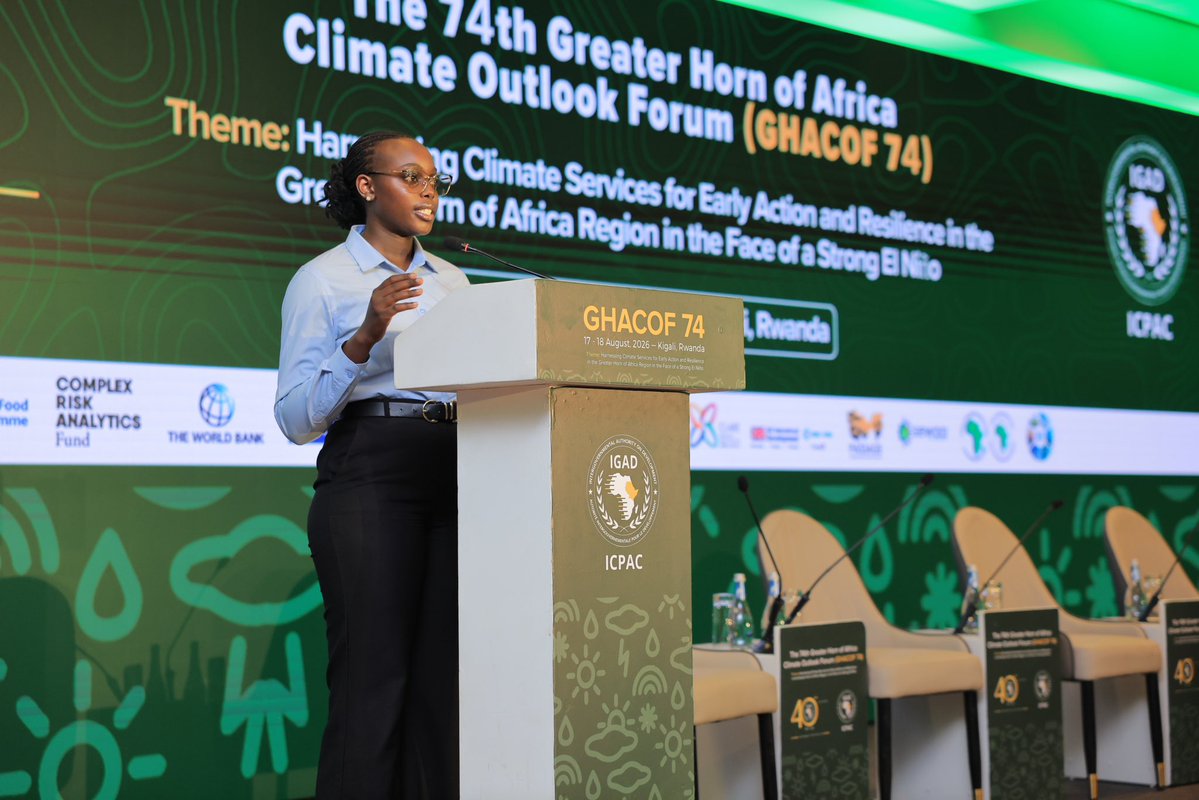 AyebareDenise's tweet photo. Somehow I keep waking up in different countries talking about the same thing: how do we make climate action make sense in people’s everyday lives?

📍Kigali, Rwanda 🇷🇼 I delivered the keynote address at the 74th Greater Horn of Africa Climate Outlook Forum (GHACOF 74) under the theme, “Harnessing Climate Services for Early Action and Resilience in the Greater Horn of Africa Region in the Face of a Strong El Niño.”

Now, in many African communities they  may not understand what El Niño means in scientific language. But they understands
 what it means when the rains do not come when they should. They understand when they come too heavily and wash away the road to the market. They understand when a crop planted with borrowed money is destroyed, when food becomes more expensive, and when a family begins deciding which meal to skip.

That is the El Niño the ordinary person understands.

We keep asking young people to dream, innovate, start businesses and go into agriculture.

But how does a young person chase a dream on an empty stomach?

How do you ask somebody to think about building the Africa of 2040 when their household is deciding which meal to skip tonight?

And how do we expect that young person to remain excited about agriculture when they can lose in one afternoon what took them an entire year to save?

Then suppose they actually listen to us. They borrow money, buy seed, plant, and one bad season destroys everything.

So I asked: what exactly is early about our early warning if we know what is coming, but still wait until people are already suffering to act?

Knowing early must mean acting early. The information must move with the seed, the agricultural advice, the finance, the insurance and the government response that allow people to actually prepare.

And if we are serious about youth participation, then at some point participation must become jobs, businesses, contracts, capital and ownership.

Because young people cannot build businesses on applause.

In the end, it is not enough to know that suffering is coming. The real question is: because we knew, what did we do to lessen that suffering?

#GHACOF74 #ClimateServices #EarlyAction #ClimateResilience #AfricanYouth #FoodSystems