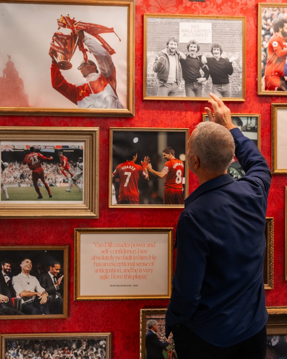 LFC's tweet photo. Around Anfield with Gerrard, Van Dijk and Souness 📸