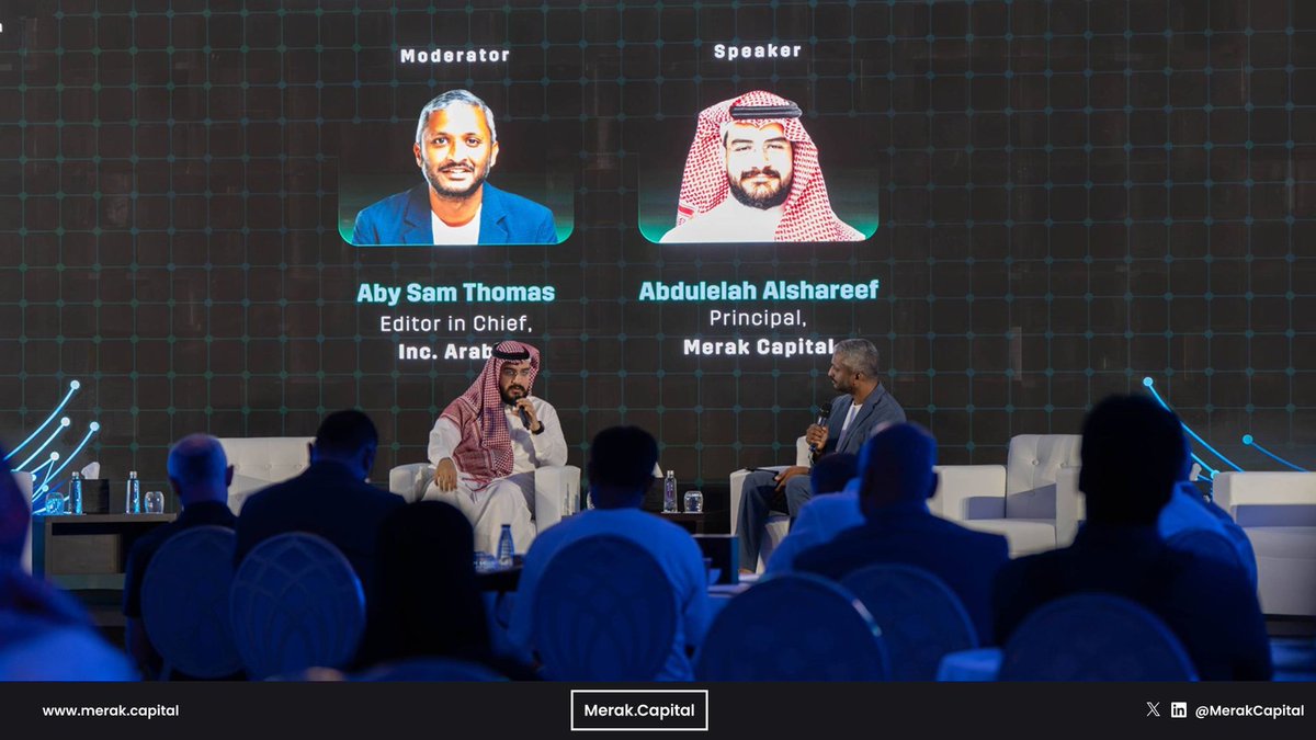 MerakCapital's tweet photo. In an era where over $1.5 Trillion in global capital has flooded the AI sector, a fundamental question remains for long-term investors: Where does real, defensible value actually lie?

On stage at the NextGen AI Summit Riyadh, Abdulelah Alsharif, Principal, Venture Capital at Merak Capital, sat down with Aby Sam Thomas, Editor-in-Chief of Inc. Arabia (@inc_arabia), to unpack this question.

Drawing from Merak Capital’s Venture Capital Guide to Artificial Intelligence, the conversation cut through market hype to explore what truly builds a sustainable competitive moat in today's rapidly evolving ecosystem.