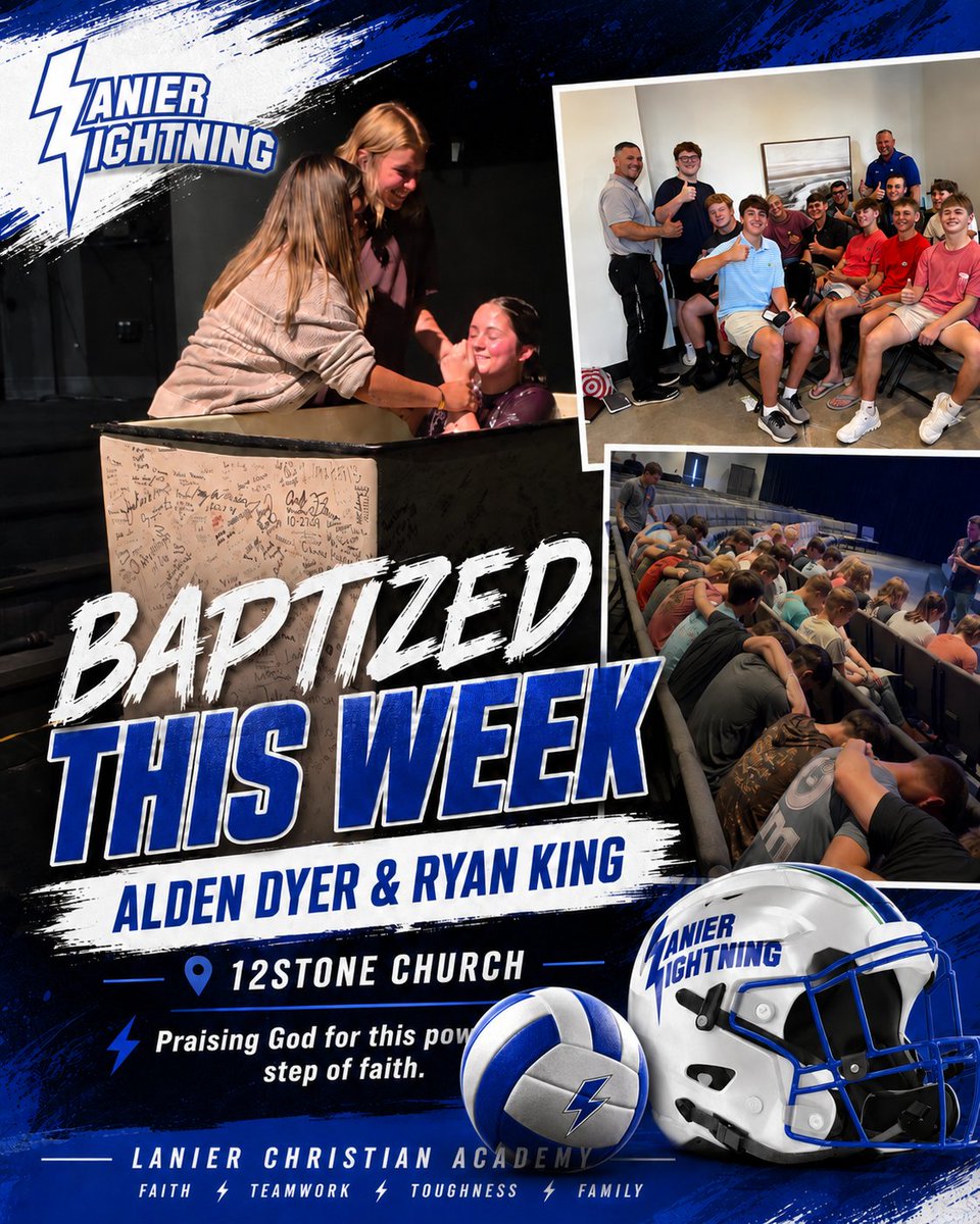 LCA_VarsityVB's tweet photo. Some victories are bigger than the scoreboard. ⚡️

Congratulations to Alden Dyer &amp; Ryan King, who were baptized last week at @12Stone Church!

Proud to see members of the @LCA_Christian family publicly take this powerful step in their faith.

Faith. Family. Purpose.

#WeAreLCA https://t.co/grwnO75NPw