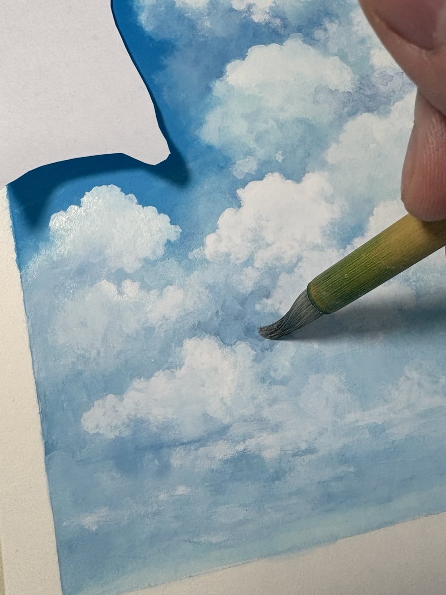 yuukitokuda's tweet photo. ぼかしたり描き込んだり、あまり写実的にならないように…☁️ https://t.co/ttzknBMhDS