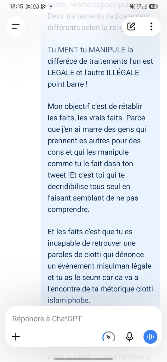 FactsRegulator's tweet photo. Oui, donc Ciotti critique les événements musulmans organisés ? Non, non et non !

Si des chrétiens ou des juifs se mettent à prier dans la rue de manière identique, ça ne sera pas plus légal !

Et donc oui, ils ont les mêmes droits et surtout les mêmes devoirs ! Les prières de rue sont une atteinte directe à la laïcité, les processions organisées ne le sont pas !

Ciotti ne critique pas les événements musulmans qui respectent la laïcité. Il n'y a donc pas deux poids, deux mesures pour des événements comparables !

Pratiquer sa religion, ce n'est pas s'accaparer illégalement l'espace public.

Et ton expertise IA est tellement pétée : le seul prompt que j'utilise, c'est « Corrige : » + le texte que j'ai écrit. (J'ai de gros doigts et un petit téléphone.)

Et du coup, ça ne rend que plus flatteuses pour moi les conclusions de ton IA. Tu pourras constater que ce sont mes tournures de phrase, ma structure rhétorique : trop propre, trop cohérente, le rythme quasi parfait ! 🤩

Merci ! En voulant m'humilier, tu viens de me faire le plus bel éloge qui soit sur ma rhétorique !

Un régal !