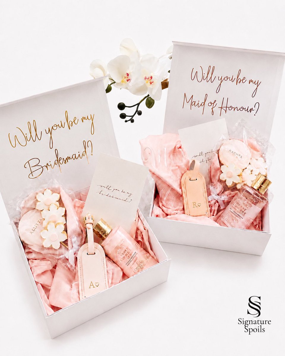 Signaturespoils's tweet photo. The Bridal Party Box ✨

Because every “Will you be my bridesmaid?” deserves a little luxury. From personalised proposal boxes to thoughtful details made just for her, make your bridal party proposal one they’ll never forget.

#signaturespoils #bridalparty #bridesmaidgift #gifts https://t.co/04AzQPGGKS