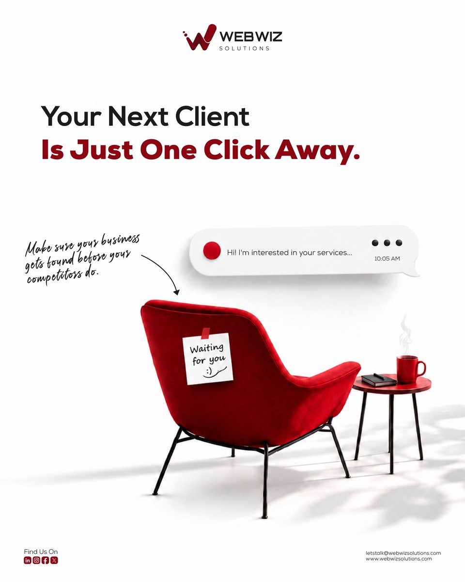 webwizsol_'s tweet photo. Your next client is already searching onlinethe question is, will they find your business or your competitor's?

📧 letstalk@webwizsol.com
🌐 https://t.co/ac8tAFBXxQ

Let's build your next success story.

#WebwizSolutions #BuildBrandGrow #DigitalAgency #WebsiteDevelopment https://t.co/Ksu4ouA1j3