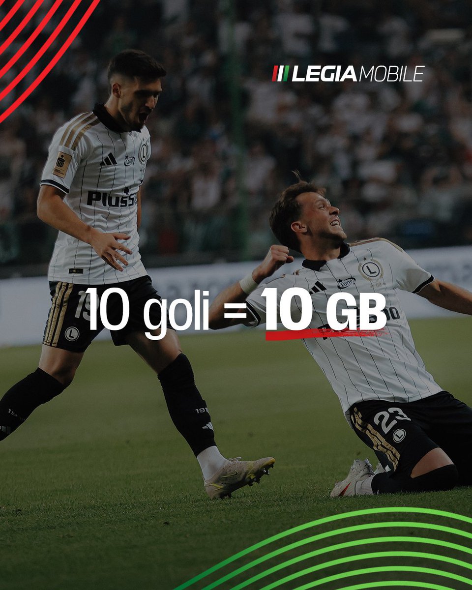 LegiaWarszawa's tweet photo. 10 goli = 10 dodatkowych GB internetu dla użytkowników Legia Mobile 📲

Dołącz już dziś ➡️ https://t.co/5mAB5LXd4R https://t.co/xBxXcaKzxu