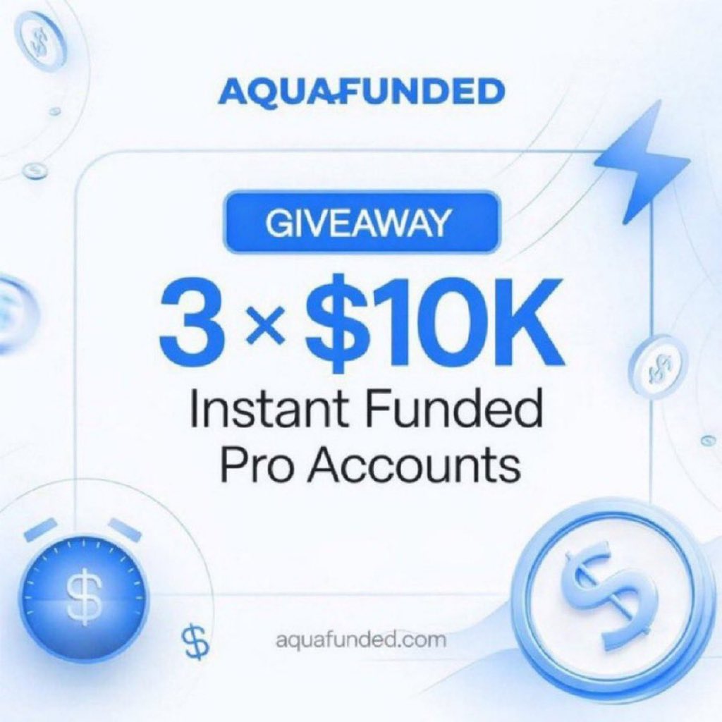Wiser_Fx's tweet photo. GIVEAWAY TIME 🚨
3 X $10,000 Instant Funded Accounts

People to add up:@AquaFunded Il @AquaFunded_ar @wiser_fx @SurvivorFxx 
🔹 Like and Repost this post
🔹 Tag 3 traders (Not Influencers) 🔹 Every step is mandatory!
🔹 Don't miss your shot—join now!

        Winners will be selected in less than 72 hours