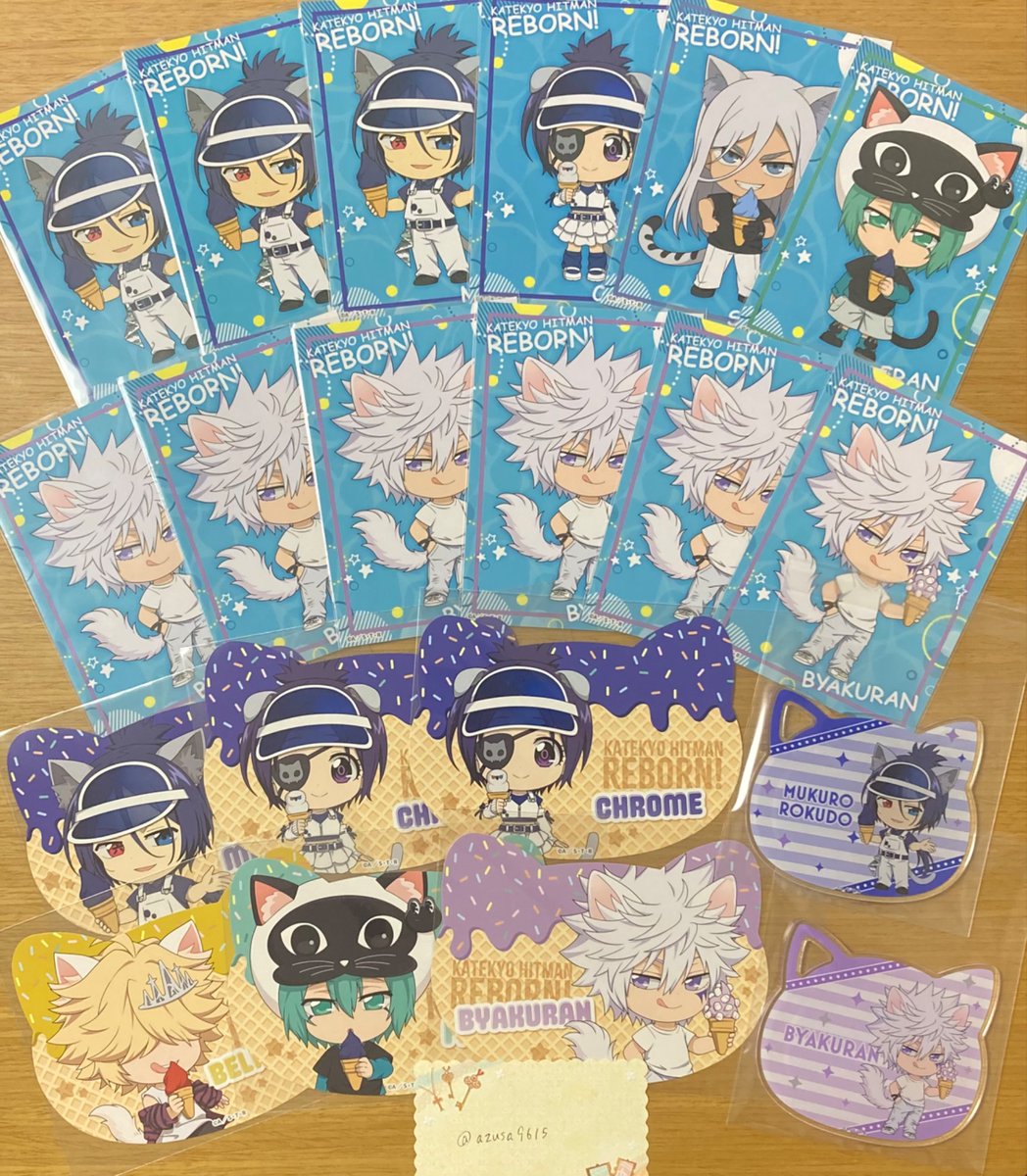 azusa9615's tweet photo. 【交換】家庭教師ヒットマンREBORN! ナンジャ 特典 アクリルコースター ミニイラストシート

▶︎譲　リボーン ツナ 獄寺 雲雀 了平 ランボ 骸 クローム スクアーロ ベルフェゴール フラン 白蘭

▶︎求　フード特典 ディーノ

・画像2枚目は1:複数(〜5点程)でご相談ください◎
→ https://t.co/NRiIGmYvTK