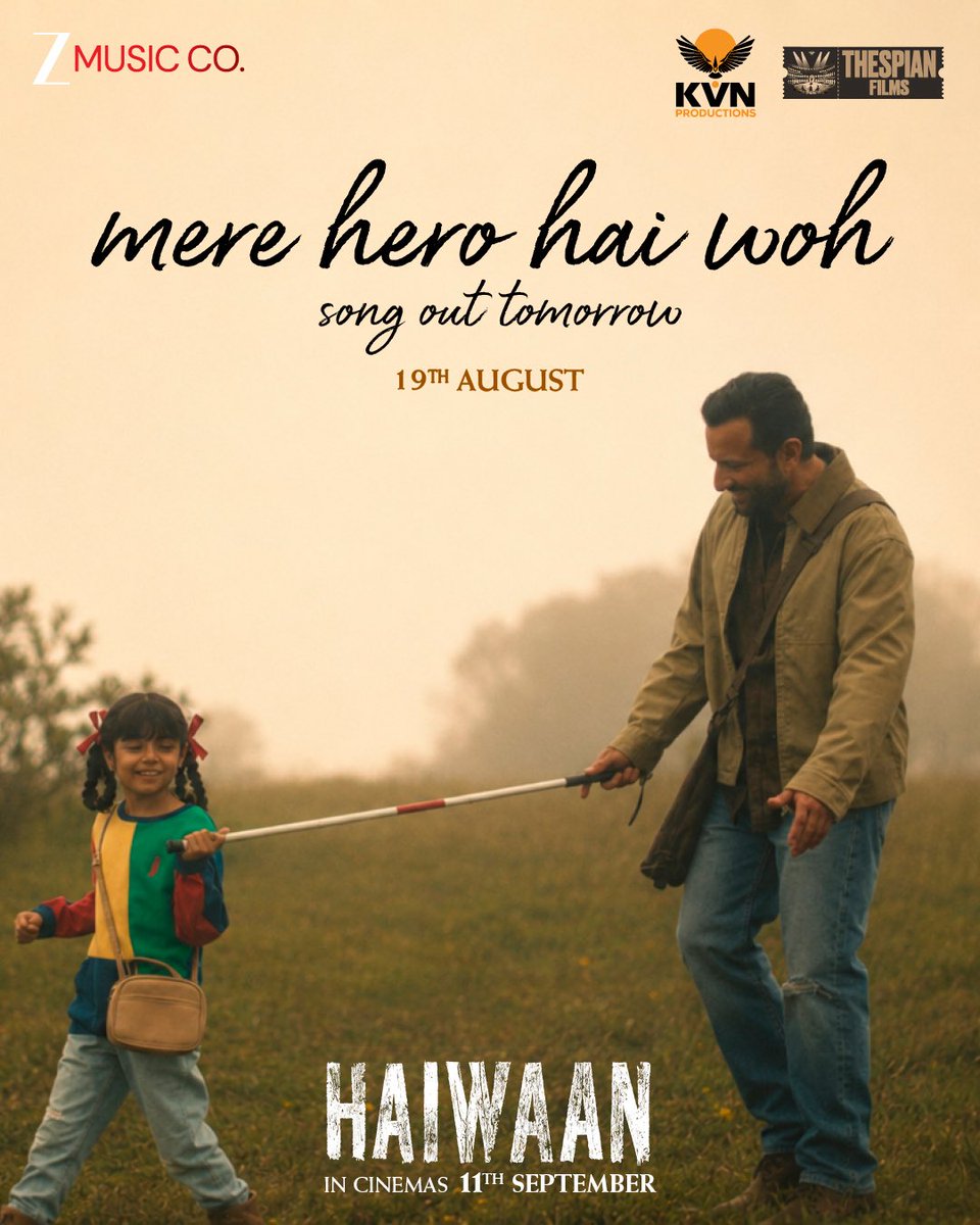 Its_CineHub's tweet photo. A melody dedicated to the heroes who shield us with love❤️‍🔥

#MereHeroHaiWoh - A new SONG from MUCH AWAITED #Haiwaan is going to release tomorrow ✅

Seems like it captures the HEARTFELT CHEMISTRY of #SaifAliKhan and #PahalChaudhary in the FILM 👌🏻

In Cinemas from 11th September 2026 !! @akshaykumar @KvnProductions