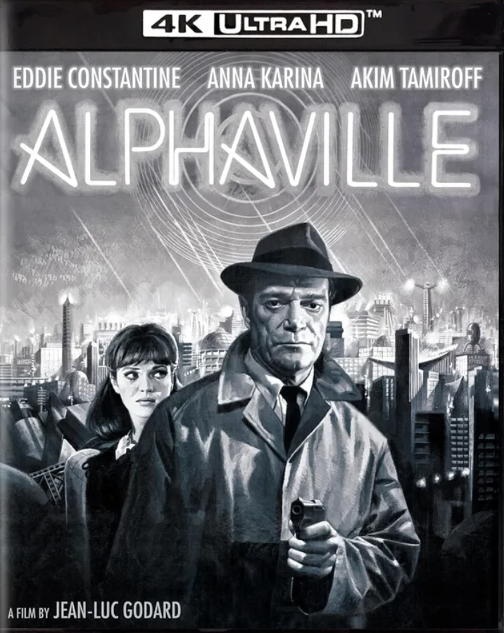 synne1607's tweet photo. "In Jean-Luc Godard’s 1965 sci-fi noir film Alphaville, secret agent Lemmy Caution travels to a futuristic dystopian city ruled by a cold, omniscient supercomputer named Alpha 60. Posing as a journalist, Caution's mission is to destroy the computer and rescue a missing agent. He falls in love with the creator's daughter, Natacha, teaching her human emotion and defeating the totalitarian system through poetry and love."🎥🍿