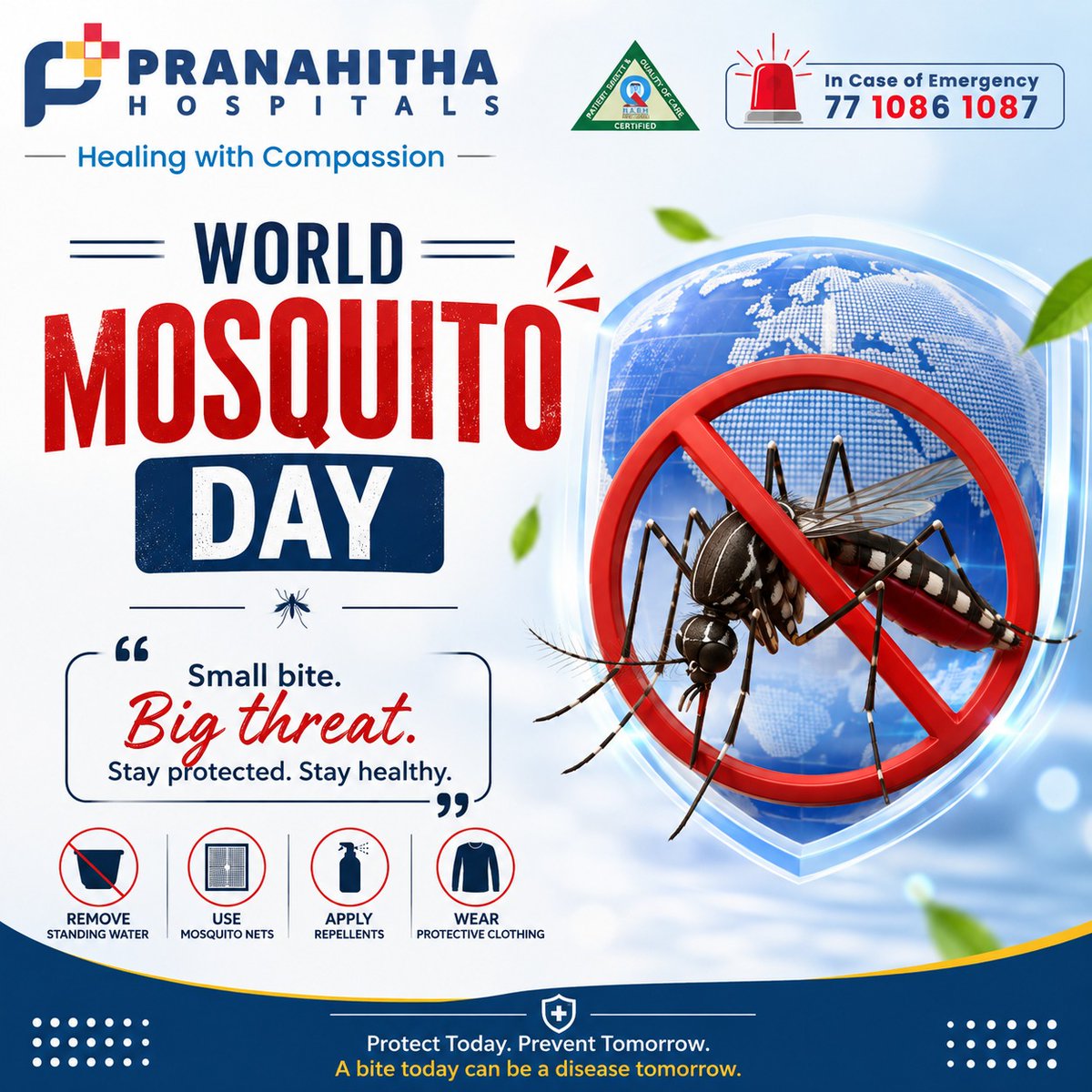 Pranahithahosp's tweet photo. Small bite. Big threat.
This World Mosquito Day, protect yourself and your loved ones from mosquito-borne diseases. Remove stagnant water, use mosquito nets &amp; repellents, and wear protective clothing

#WorldMosquitoDay #MosquitoDay #MosquitoBorneDiseases #Dengue #Malaria #Malaria https://t.co/Eh1fM7rQdq