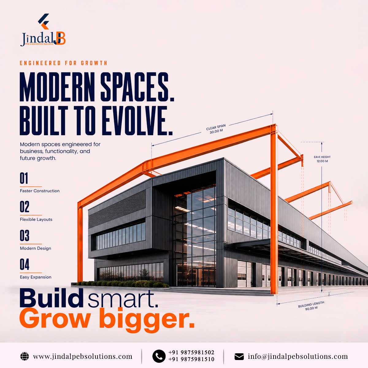 jindalpeb's tweet photo. Engineered for growth. Built for the future.

🏗️ Build Smart. Grow Bigger.

📞 Call Now: +91 9875981502 | +91 9875981510

#PEB #PEBBuilding #ModernConstruction #SteelStructure #IndustrialConstruction #CommercialConstruction #FlexibleDesign  #JindalPEBSolutions #BuildWithUs https://t.co/d8h8cS6MSa
