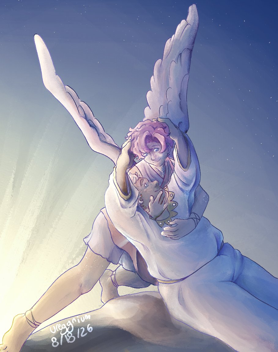 ureggnium2's tweet photo. cupid &amp; aziraphale

parody cupid &amp; psyche
#goodomens #goodomensoc is that a hashtag idk it is now https://t.co/fGP3GTswP3
