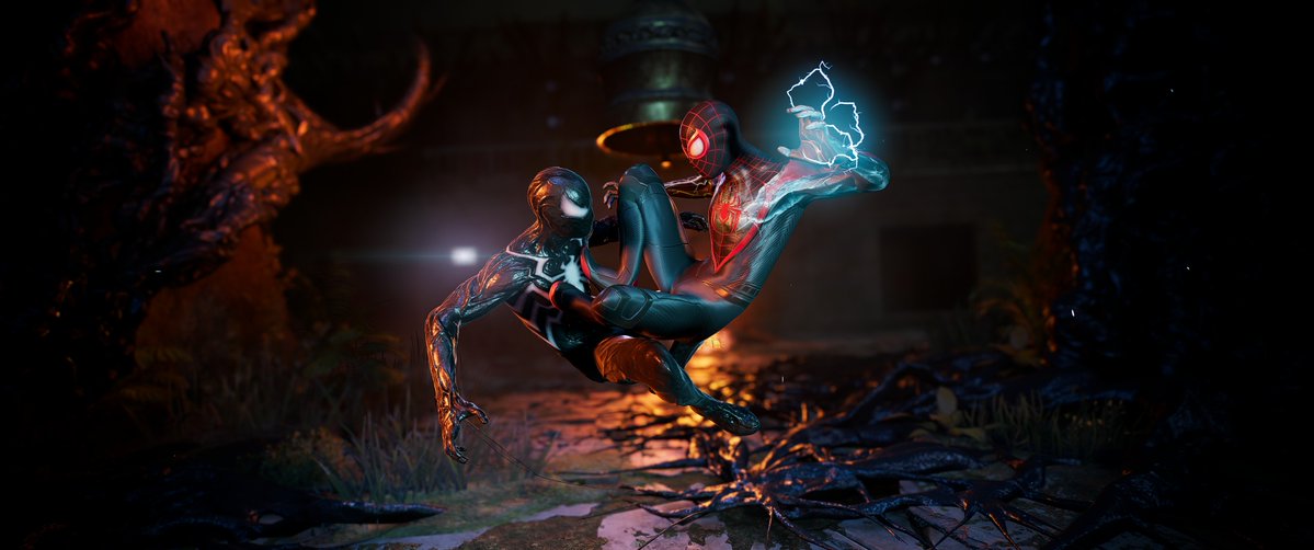 Velkith's tweet photo. Actually pretty chuffed with this pic. 

The fully evolved Symbiote suit is a personal fave of mine. 

Thanks, @insomniacgames  <3 https://t.co/0sHTJtlUBe