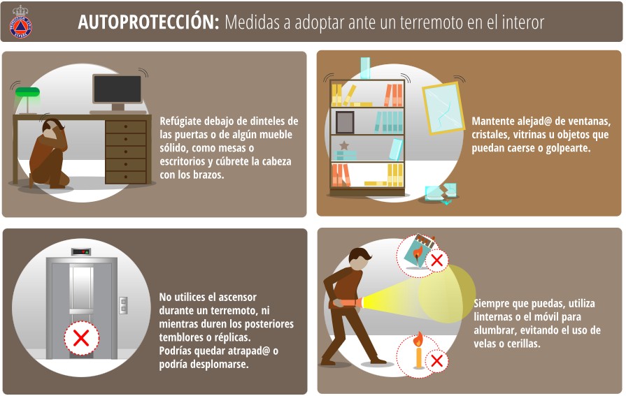 interiorgob's tweet photo. 🌍 ¿Sabrías cómo actuar ante un terremoto?

🏠 Si estás en un edificio:

🕯️Evita el uso de velas o cerillas 

🛡️Protégete bajo una mesa o mueble resistente

🪟 Aléjate de ventanas y objetos que puedan caer

🚫 No uses el ascensor https://t.co/6aUHjL059e