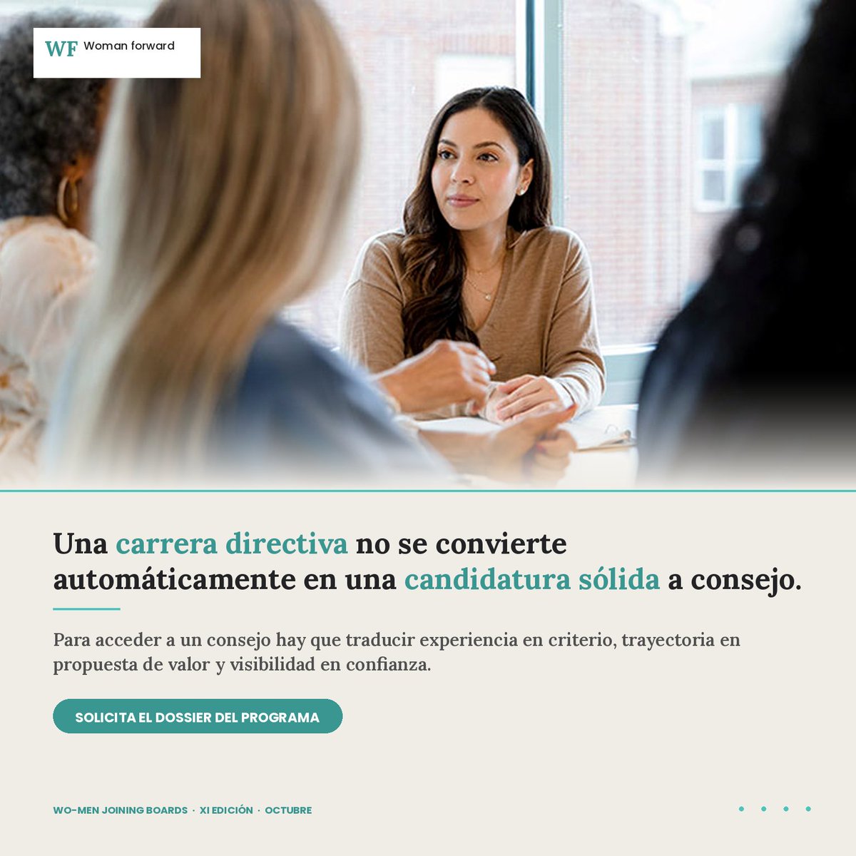 WomanForwardorg's tweet photo. WJB no es solo formación. Es preparación estratégica para acceder a consejos de administración, consejos asesores o consejos de familia.
XI edición en octubre.
#WJB #GobiernoCorporativo https://t.co/z8wSSy1dX4