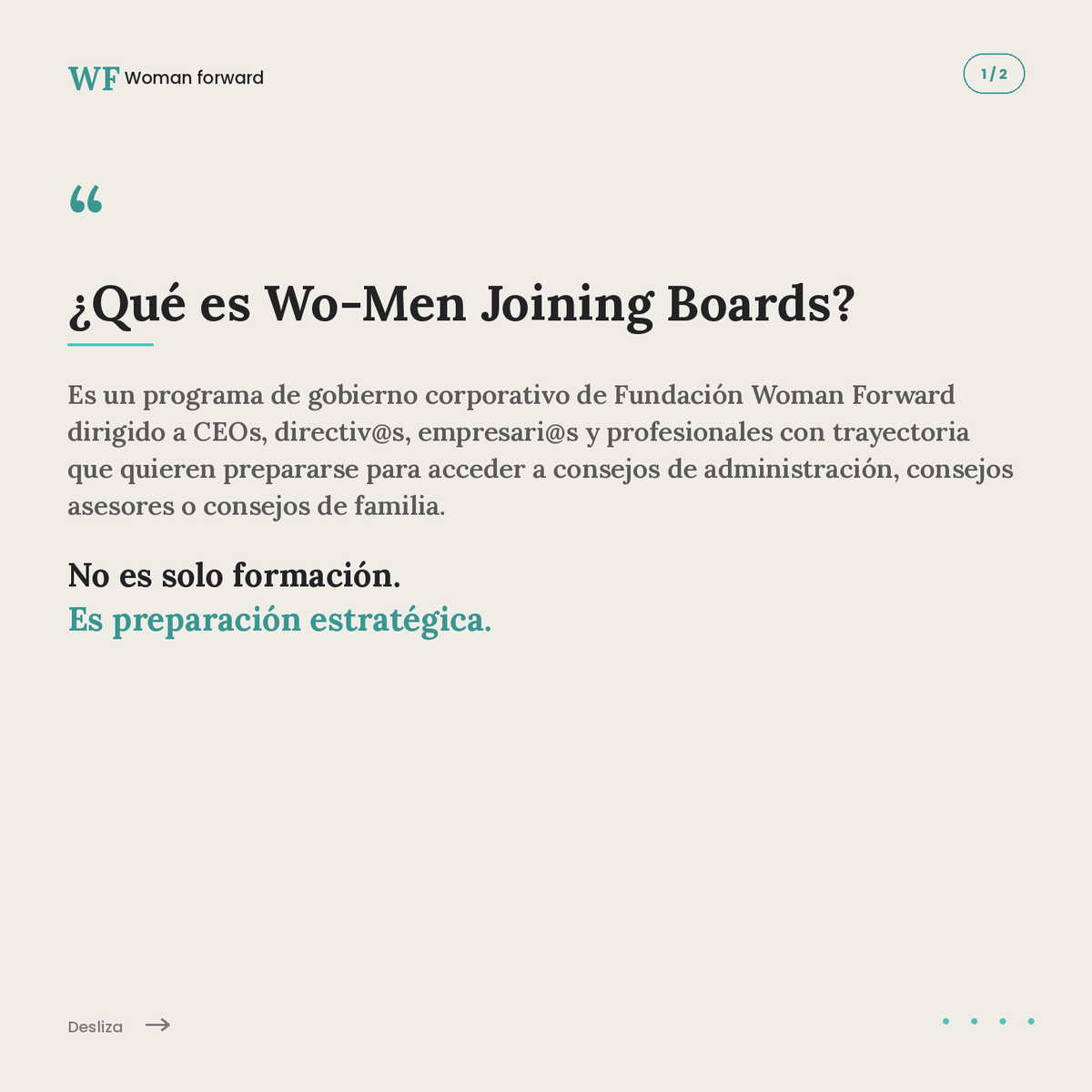 WomanForwardorg's tweet photo. WJB no es solo formación. Es preparación estratégica para acceder a consejos de administración, consejos asesores o consejos de familia.
XI edición en octubre.
#WJB #GobiernoCorporativo https://t.co/z8wSSy1dX4
