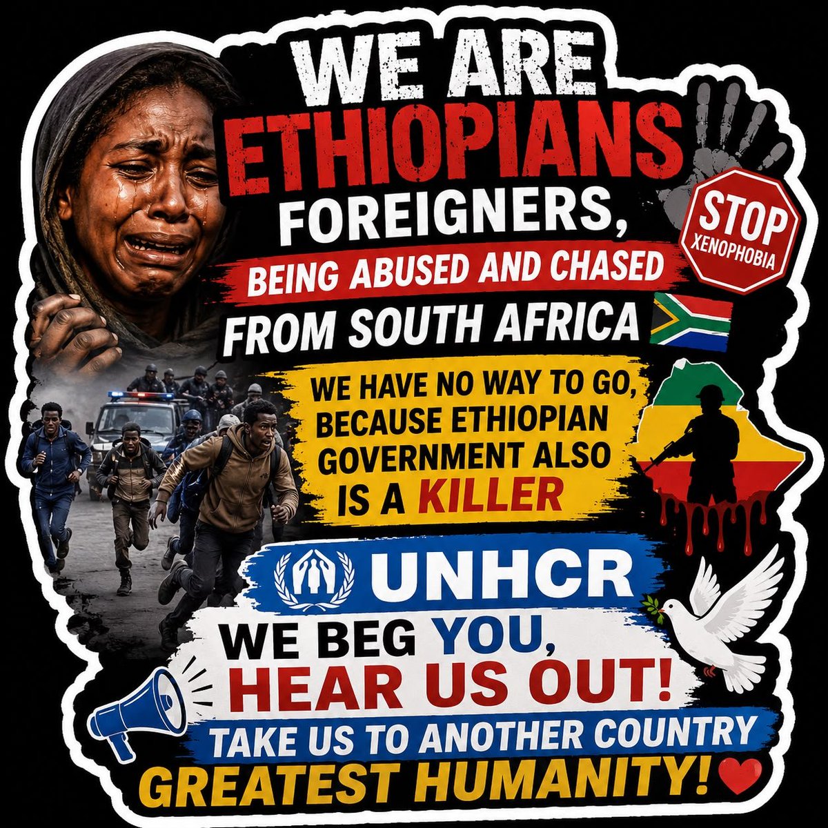 GDubamo75188's tweet photo. #EthiopianRefugees #RefugeesInSouthAfrica #RefugeeVoices #WeAreHuman #HumanRights #ProtectRefugees #StopXenophobia #UNHCR #UnitedNations #RightToAsylum #RefugeeRights #Dignity #Peace #Hope #StandWithRefugees #Ethiopia #SouthAfrica #RefugeeProtection #Justice #Freedom #NoOneChoosesToBeARefugee ❤️🙏
