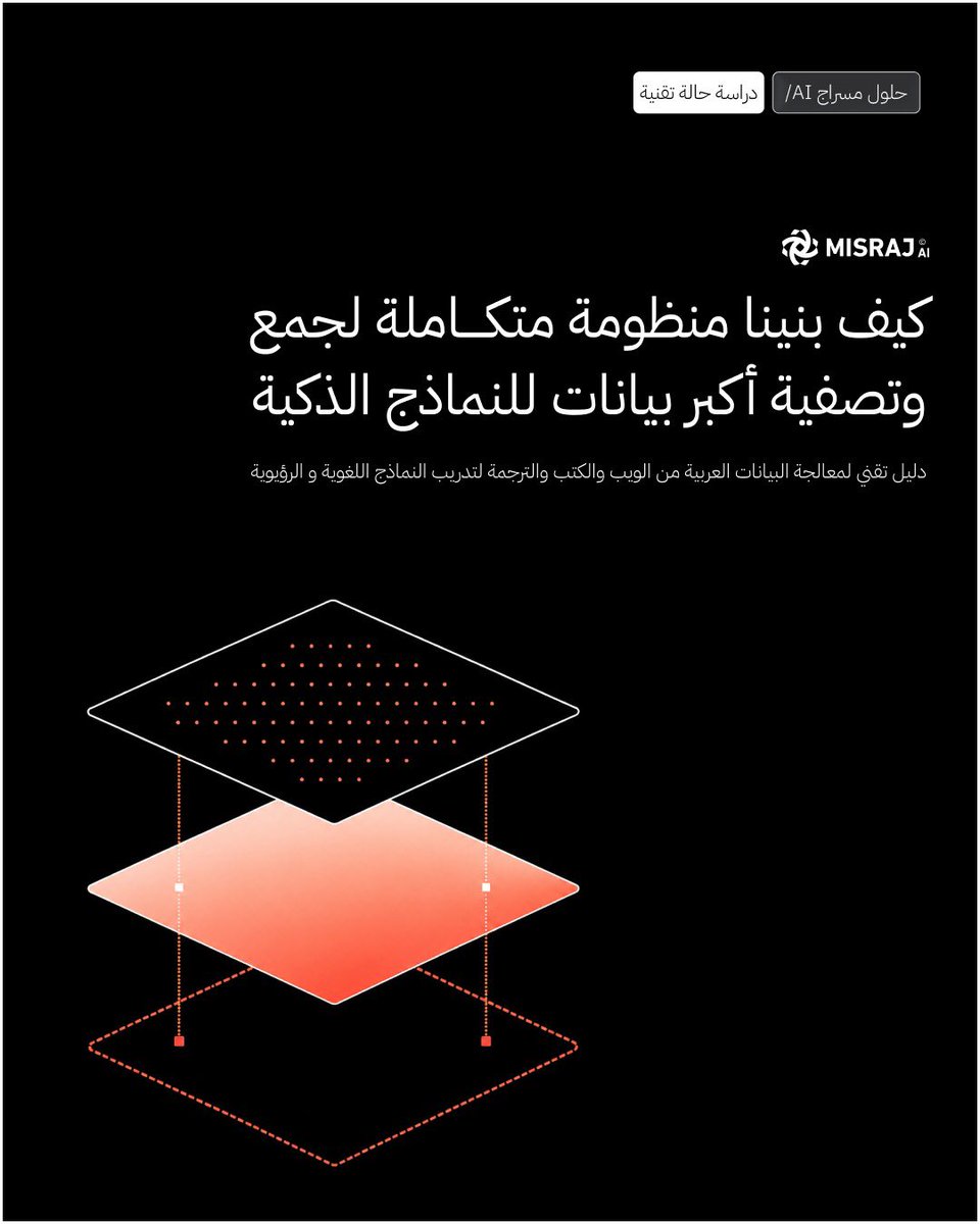 AiMisraj's tweet photo. إن بناء نماذج عربية أفضل  يبدأ من جودة البيانات التي يتعلّم منها، وكيف تُجمع وتُنظف وتُهيكل.

في مسراج الذكاء بنينا منظومة بيانات عربية تجمع ثلاثة مسارات متخصصة:

وسم: لاسترداد الويب العربي وتنظيفه وترشيحه.
مترجم: لإثراء المحتوى العربي بمعرفة مترجمة عالية الجودة.
بصير: لاستخراج المعرفة من الكتب والأبحاث والوثائق وتحويلها إلى بيانات منظمة قابلة للتدريب.

وجمعنا هذه المسارات ضمن مخطط بيانات موحّد يحافظ على المصدر والبنية وإشارات الجودة،في دراسة الحالة الجديدة، نوثّق كيف بُنيت هذه المنظومة والقرارات الهندسية التي تقف خلفها.
ولمعرفة المزيد عن الأبحاث التي بُنيت عليها المنظومة، الروابط في التعليق الأول 👇🏻

 #ArabicAI #ArtificialIntelligence #MachineLearning #ArabicNLP