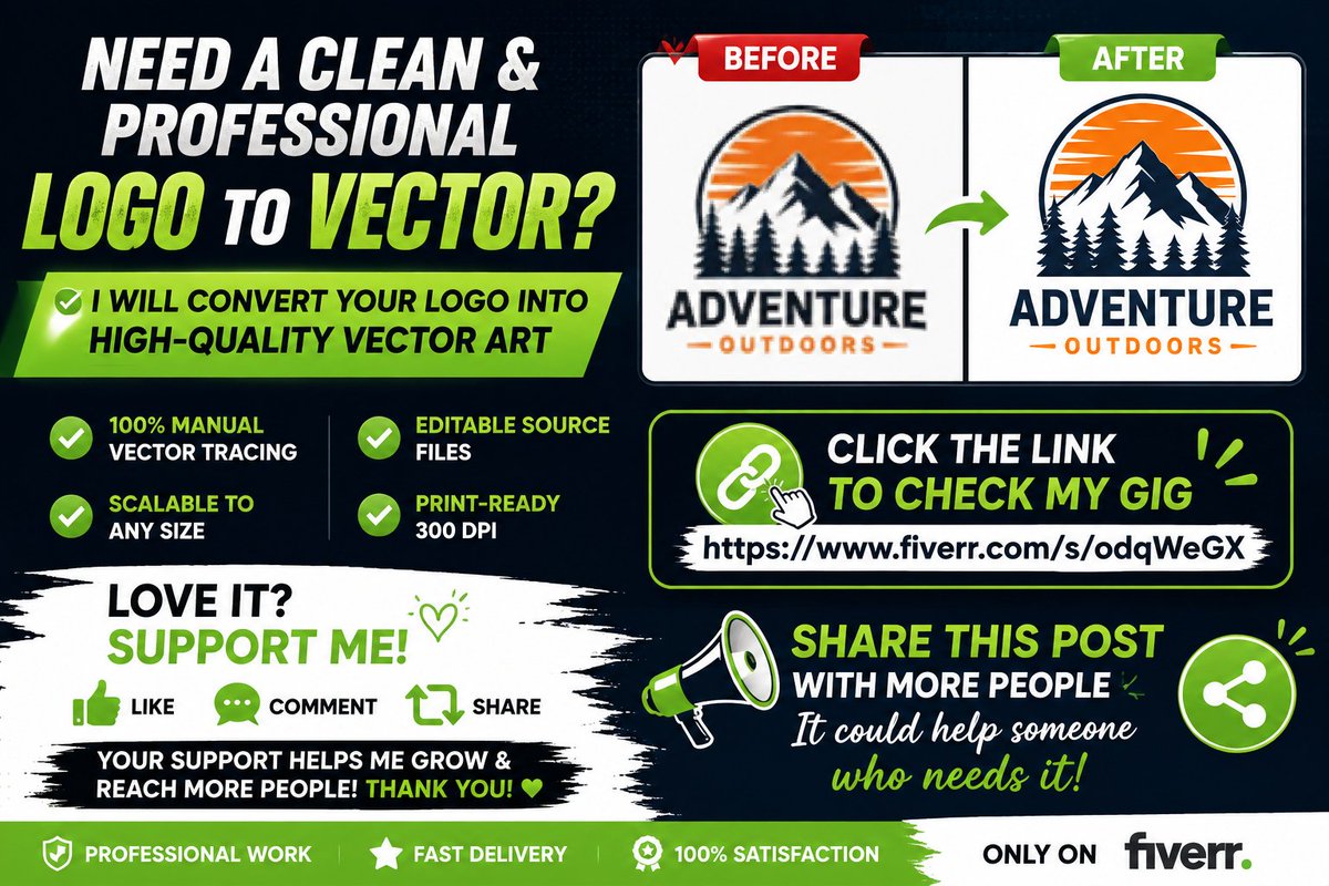 freelancer4546's tweet photo. 🎨 Logo to Vector — Clean, Sharp &amp; Scalable!

👉 https://t.co/WZrVojCV3t

Need your logo vectorized? DM me on Fiverr! 🙌
❤️ If you like my work, feel free to share.

#LogoToVector #VectorTracing #Fiverr #GraphicDesign https://t.co/BLKzckzwci