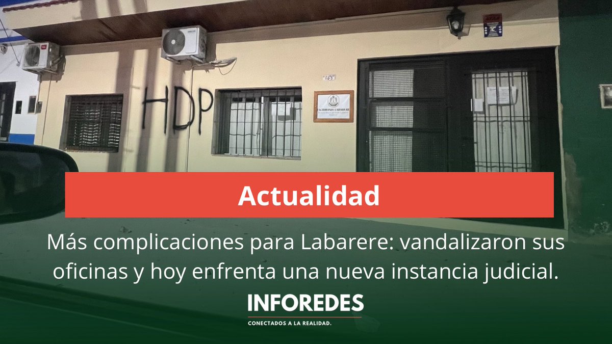 InforedesN's tweet photo. 🚨 Más complicaciones para Labarere: vandalizaron sus oficinas de 9 de Julio 103 y este martes enfrenta una instancia clave ante la Fiscalía. La investigación analiza si su conducta puede encuadrar en la Ley 14.346, que contempla como crueldad animal.
#SanVicente #Labarere https://t.co/g1sB8YXrEA