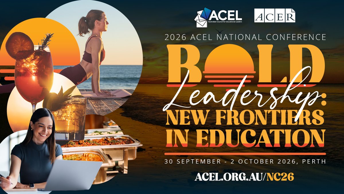 acelaustralia's tweet photo. Most conferences end when the keynote does.

#ACEL2026 doesn't.

Sunset networking drinks. Morning Pilates. 3 days of exhibition hall. Full catering. Keynotes + resources to your inbox after.

30 Sep–2 Oct, Perth
https://t.co/IopabzjaYC @acereduau #ACEL https://t.co/tQcKJW7l95