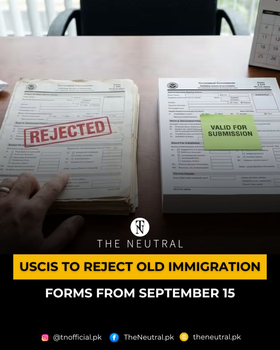 TNeutralpk68070's tweet photo. USCIS will require new I-539 and I-765 forms from September 15, 2026, and applications using older editions may be rejected.
https://t.co/mR7fTJGAzo
#theneutral #USCIS #USImmigration #ImmigrationNews #I539 #I765 #WorkPermit #EAD https://t.co/wT2FueJehB